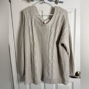 Torrid Cable Knit Sweater - Light Gray/cream